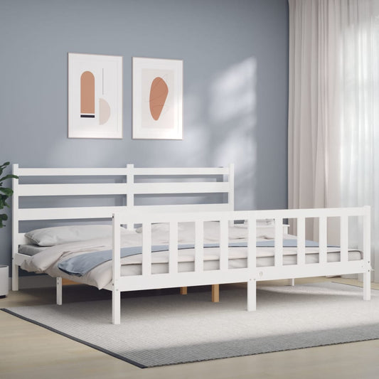 Bed Frame without Mattress White 200x200 cm Solid Wood Pine