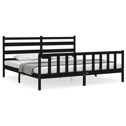 Bed Frame without Mattress Black 200x200 cm Solid Wood Pine