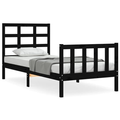 Bed Frame without Mattress Black Small Single Solid Wood Pine