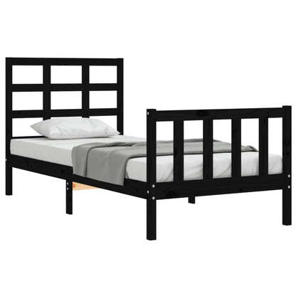 Bed Frame without Mattress Black Small Single Solid Wood Pine