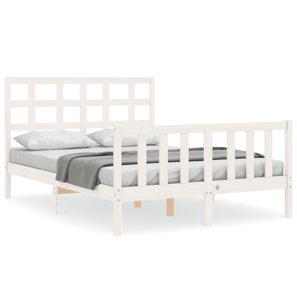Bed Frame without Mattress White 140x190 cm Solid Wood Pine