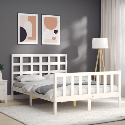 Bed Frame without Mattress White 140x190 cm Solid Wood Pine