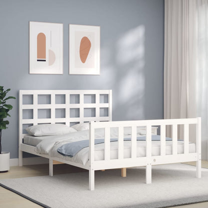 Bed Frame without Mattress White 140x190 cm Solid Wood Pine