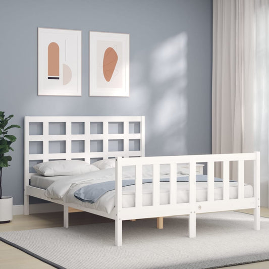 Bed Frame without Mattress White 140x190 cm Solid Wood Pine
