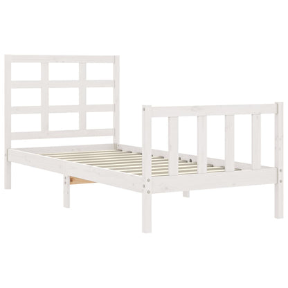 Bed Frame without Mattress White 100x200 cm Solid Wood Pine