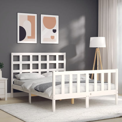 Bed Frame without Mattress White 140x200 cm Solid Wood Pine