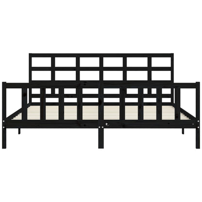 Bed Frame without Mattress Black 200x200 cm Solid Wood Pine
