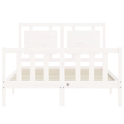 Bed Frame without Mattress White Double Solid Wood Pine