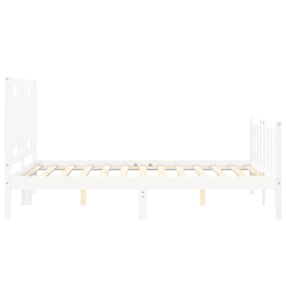 Bed Frame without Mattress White Double Solid Wood Pine