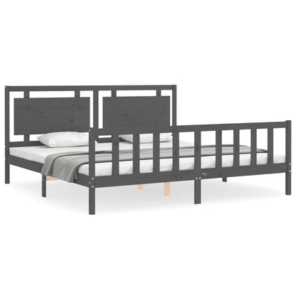 Bed Frame without Mattress Grey 200x200 cm Solid Wood Pine