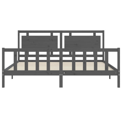 Bed Frame without Mattress Grey 200x200 cm Solid Wood Pine
