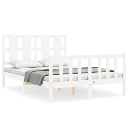 Bed Frame without Mattress White 140x190 cm Solid Wood Pine