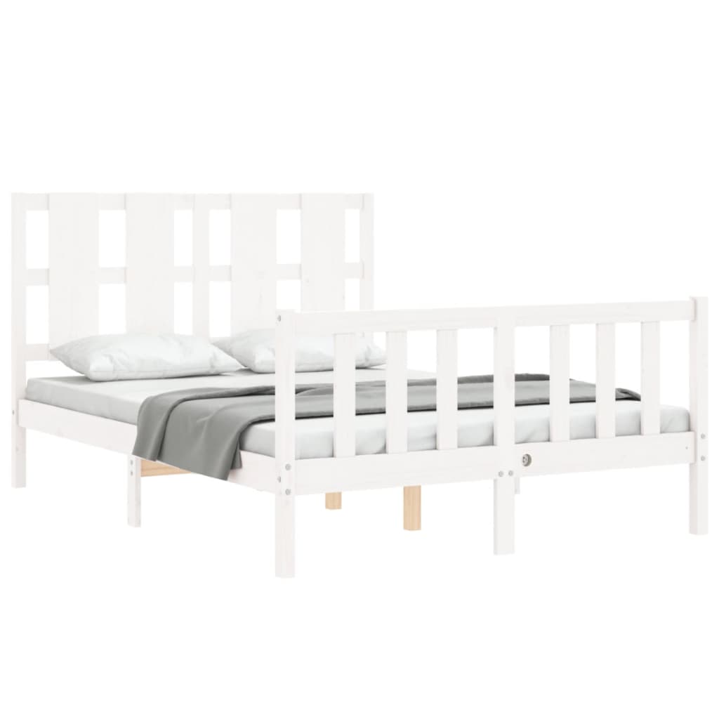 Bed Frame without Mattress White 140x190 cm Solid Wood Pine
