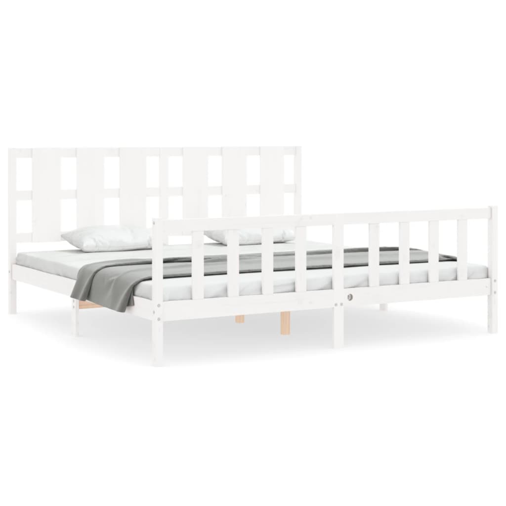 Bed Frame without Mattress White 200x200 cm Solid Wood Pine