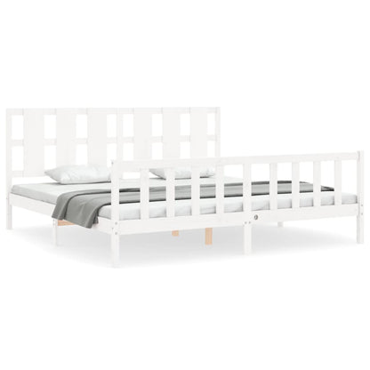 Bed Frame without Mattress White 200x200 cm Solid Wood Pine
