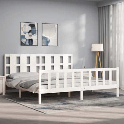 Bed Frame without Mattress White 200x200 cm Solid Wood Pine