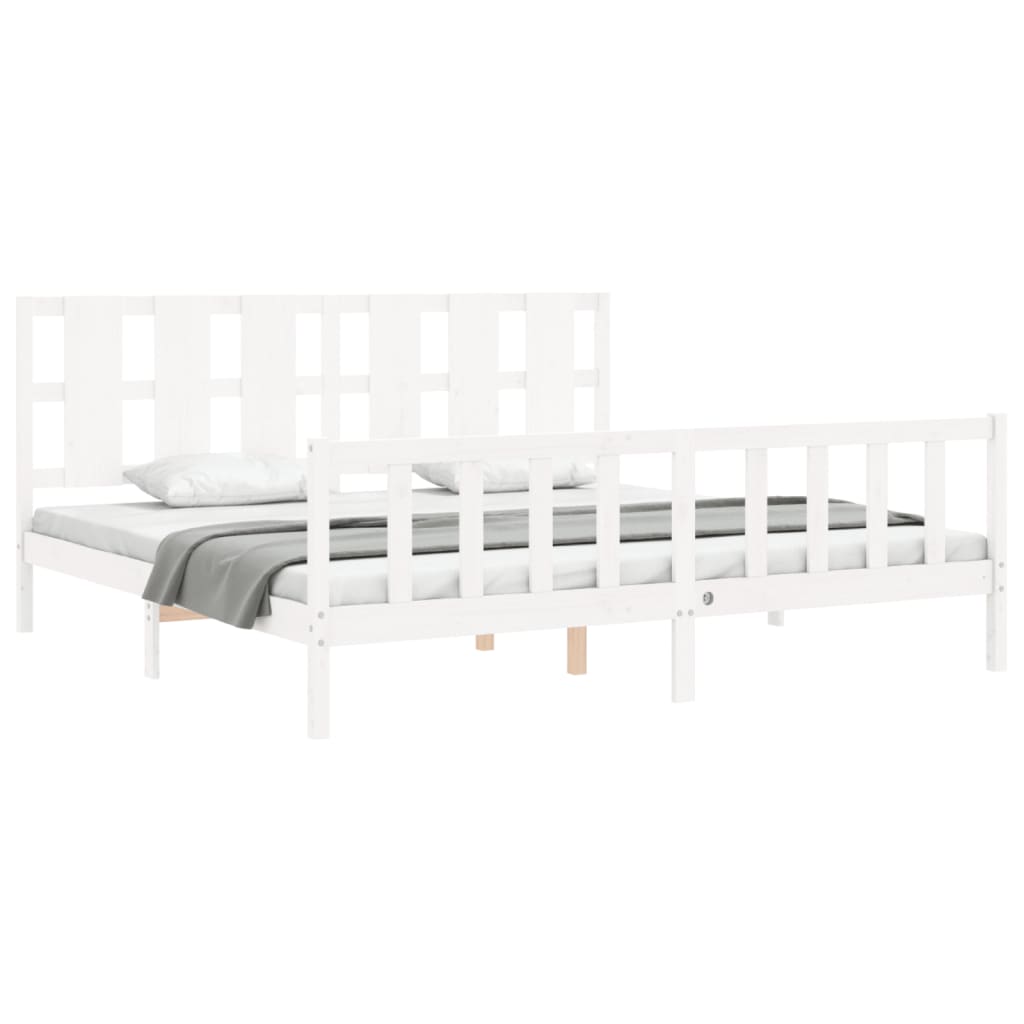 Bed Frame without Mattress White 200x200 cm Solid Wood Pine