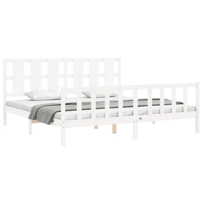 Bed Frame without Mattress White 200x200 cm Solid Wood Pine