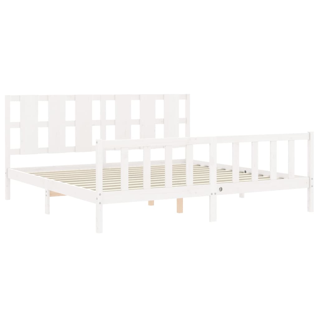 Bed Frame without Mattress White 200x200 cm Solid Wood Pine
