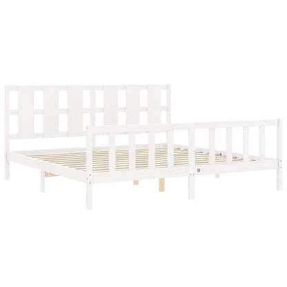 Bed Frame without Mattress White 200x200 cm Solid Wood Pine