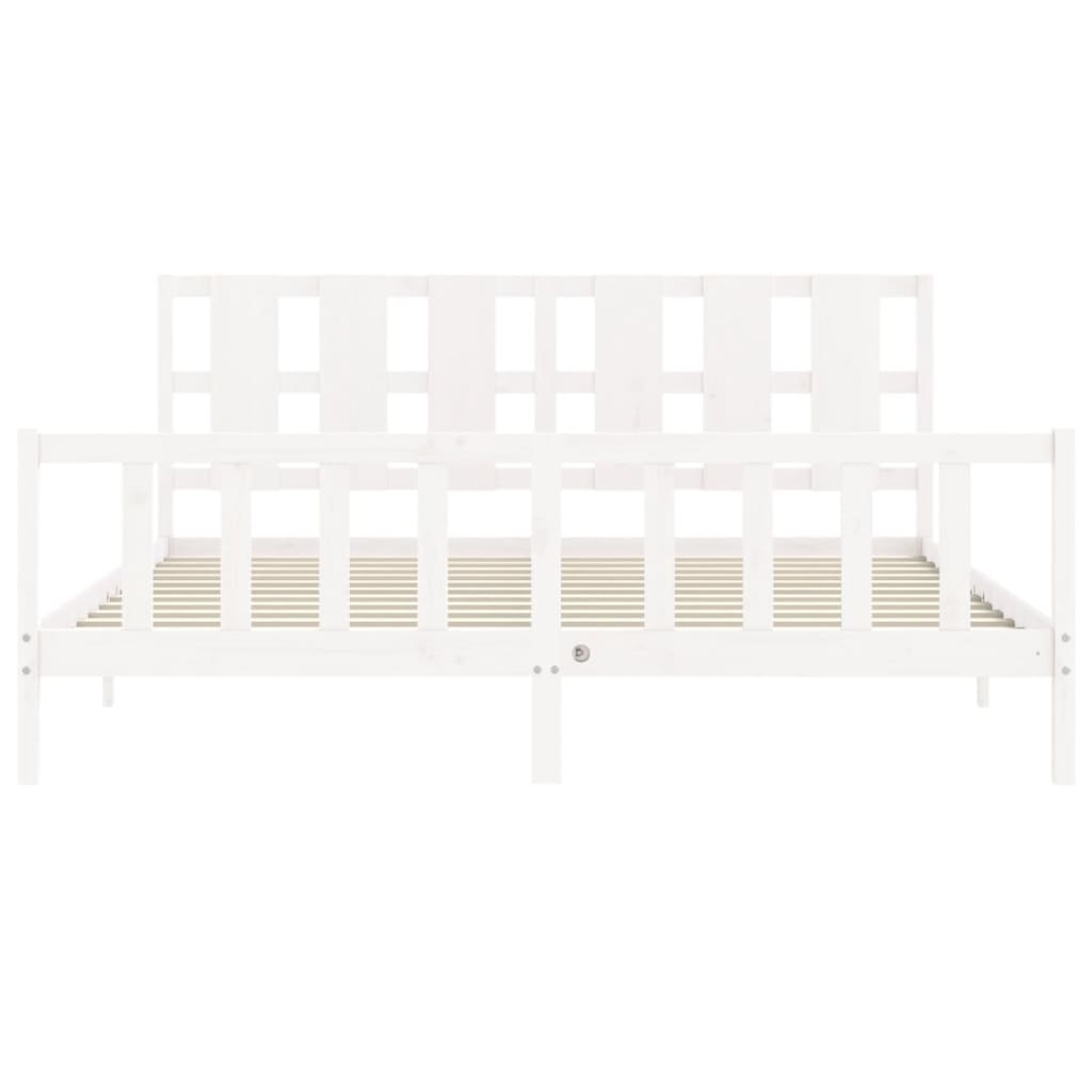 Bed Frame without Mattress White 200x200 cm Solid Wood Pine