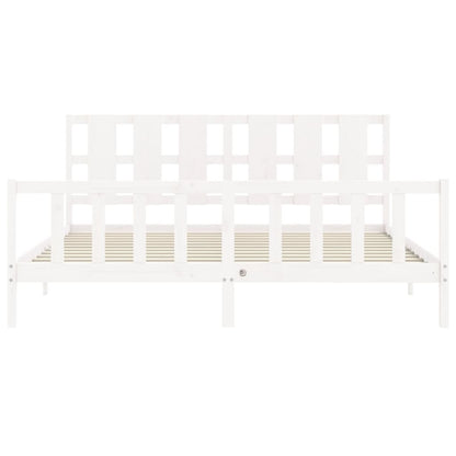Bed Frame without Mattress White 200x200 cm Solid Wood Pine