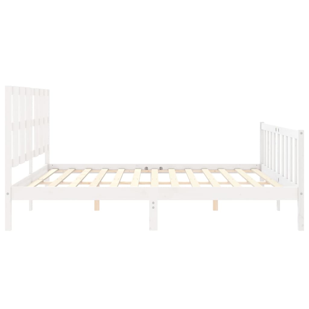 Bed Frame without Mattress White 200x200 cm Solid Wood Pine