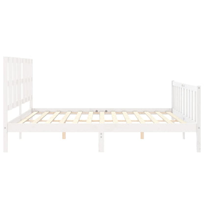 Bed Frame without Mattress White 200x200 cm Solid Wood Pine