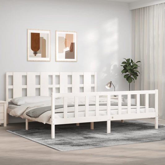 Bed Frame without Mattress White 200x200 cm Solid Wood Pine