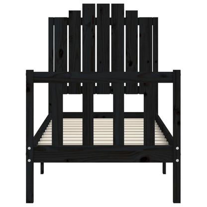 Bed Frame without Mattress Black Small Single Solid Wood Pine