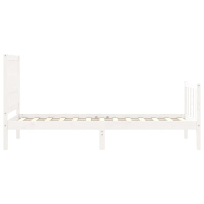 Bed Frame without Mattress White Single Solid Wood Pine