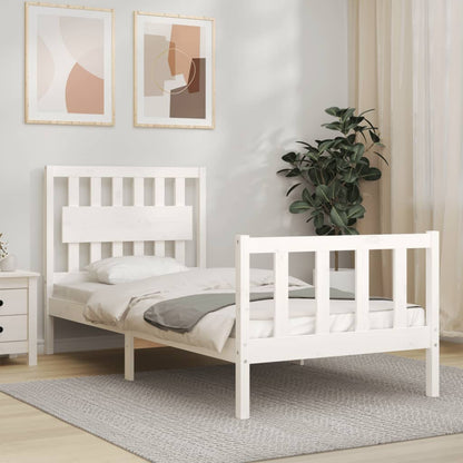 Bed Frame without Mattress White Single Solid Wood Pine
