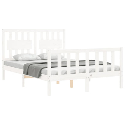 Bed Frame without Mattress White Double Solid Wood Pine