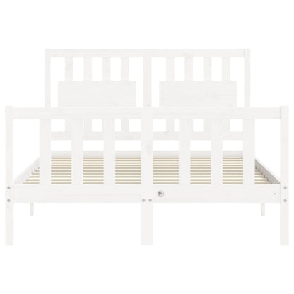 Bed Frame without Mattress White Double Solid Wood Pine