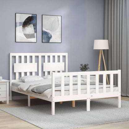 Bed Frame without Mattress White 140x190 cm Solid Wood Pine