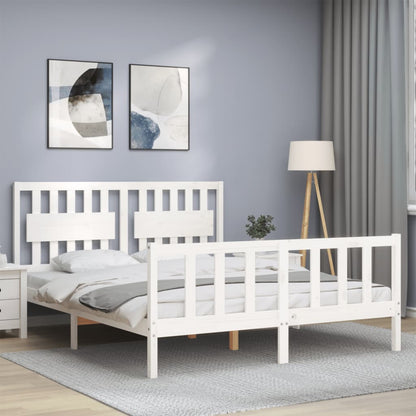 Bed Frame without Mattress White 160x200 cm Solid Wood Pine
