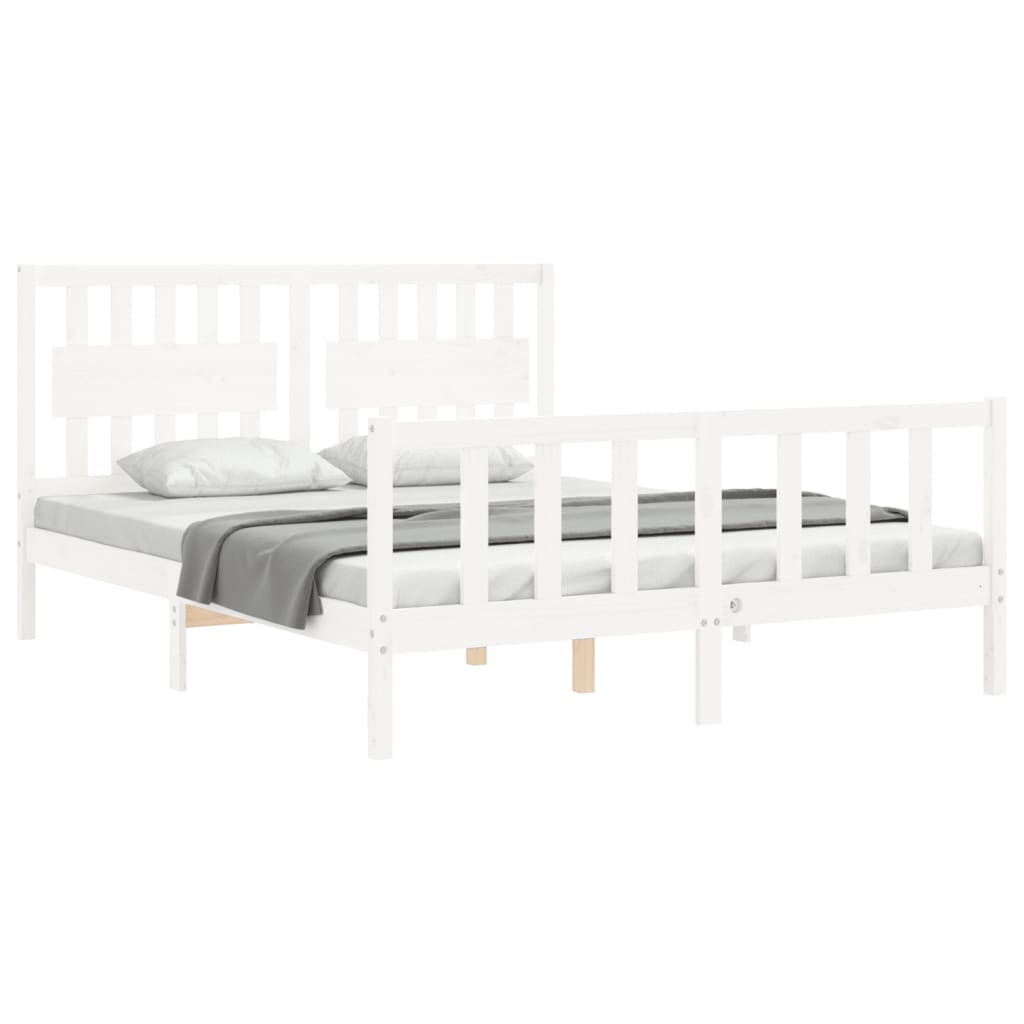 Bed Frame without Mattress White 160x200 cm Solid Wood Pine