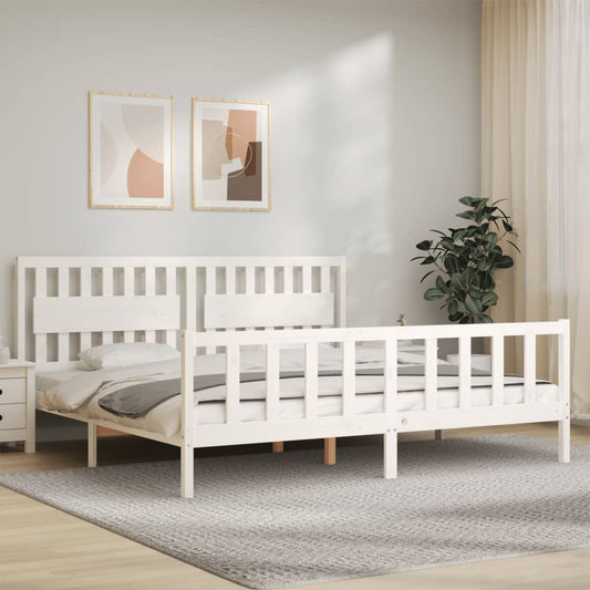 Bed Frame without Mattress White 200x200 cm Solid Wood Pine
