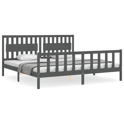 Bed Frame without Mattress Grey 200x200 cm Solid Wood Pine