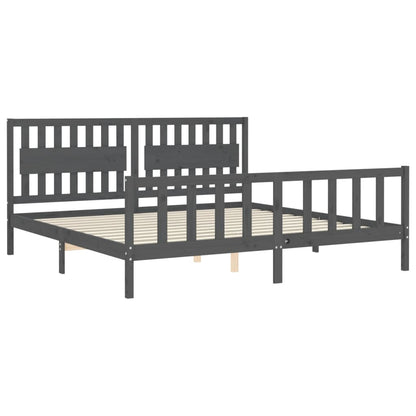 Bed Frame without Mattress Grey 200x200 cm Solid Wood Pine