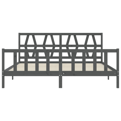 Bed Frame without Mattress Grey 200x200 cm Solid Wood Pine