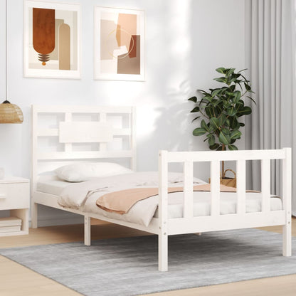 Bed Frame without Mattress White Single Solid Wood Pine