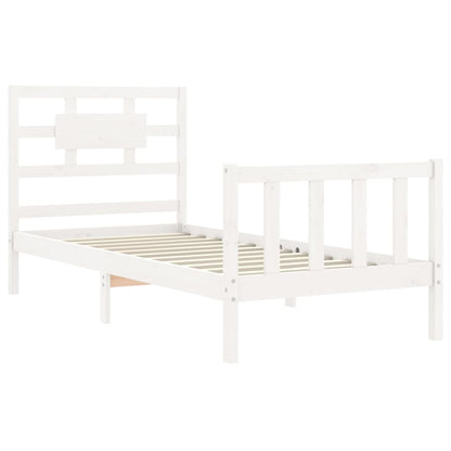 Bed Frame without Mattress White Single Solid Wood Pine