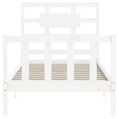 Bed Frame without Mattress White Single Solid Wood Pine