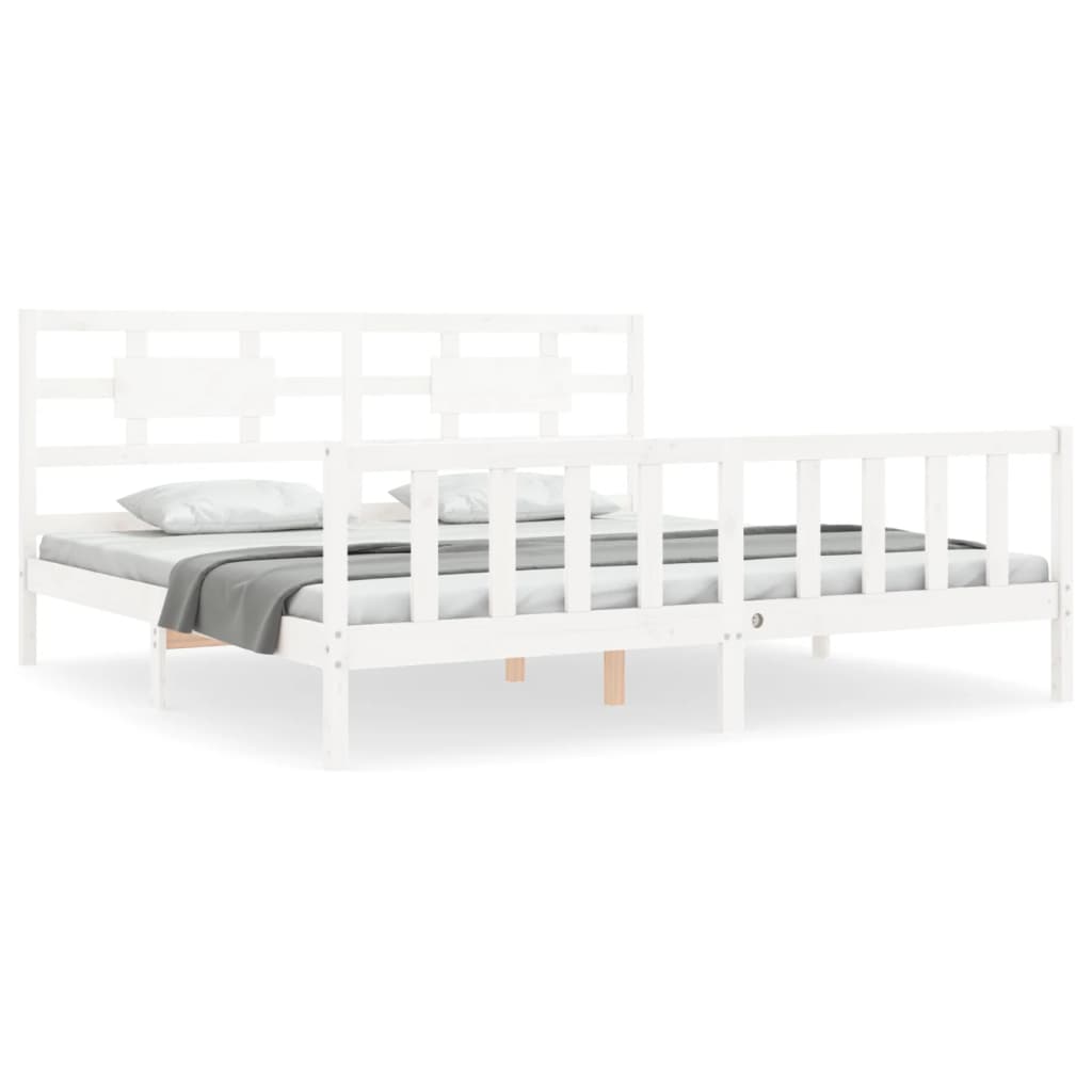Bed Frame without Mattress White 200x200 cm Solid Wood Pine