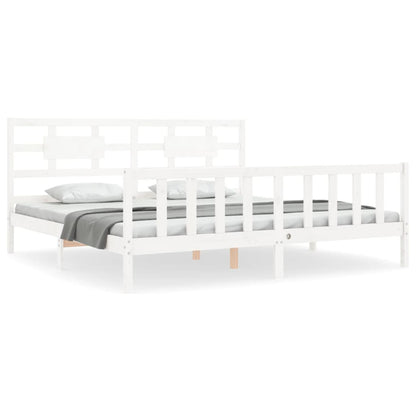 Bed Frame without Mattress White 200x200 cm Solid Wood Pine