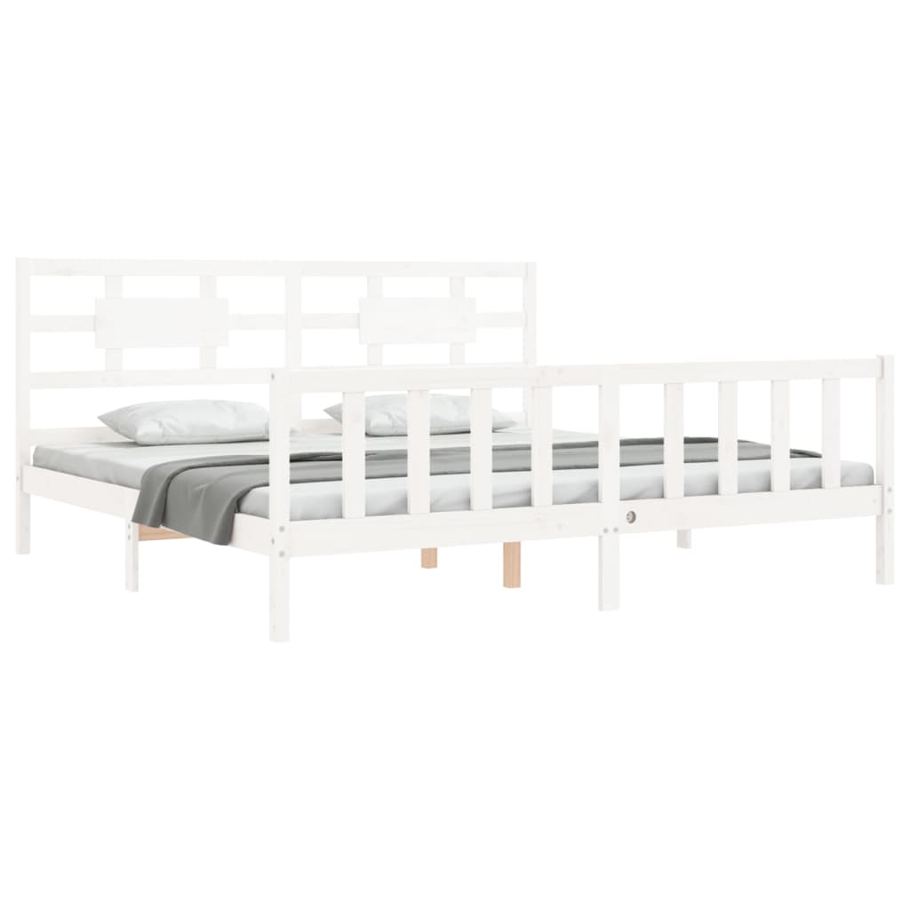 Bed Frame without Mattress White 200x200 cm Solid Wood Pine