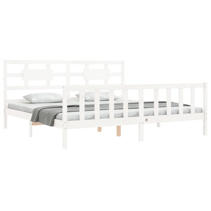 Bed Frame without Mattress White 200x200 cm Solid Wood Pine