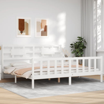 Bed Frame without Mattress White 200x200 cm Solid Wood Pine