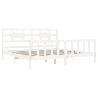 Bed Frame without Mattress White 200x200 cm Solid Wood Pine